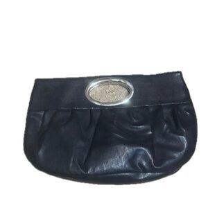 Chic Navy Clutch with Silver Handle